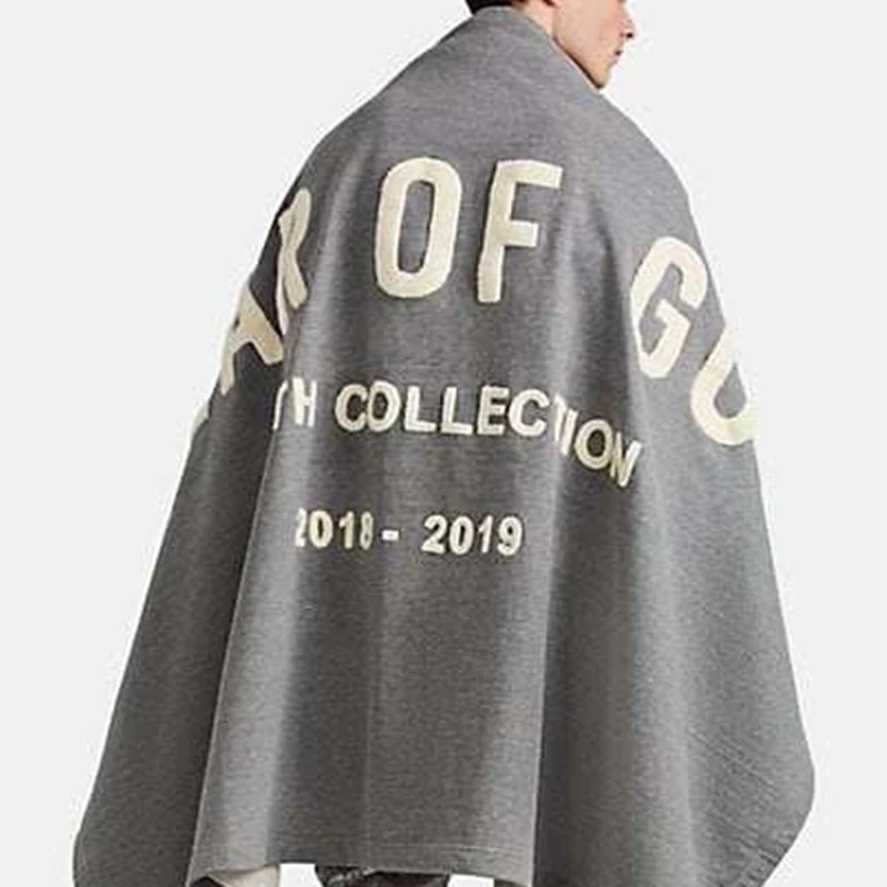 

dual purpose Fear of god cape towel is FOG season 6 shawl embroidery blanket warming blanket, Gray/black