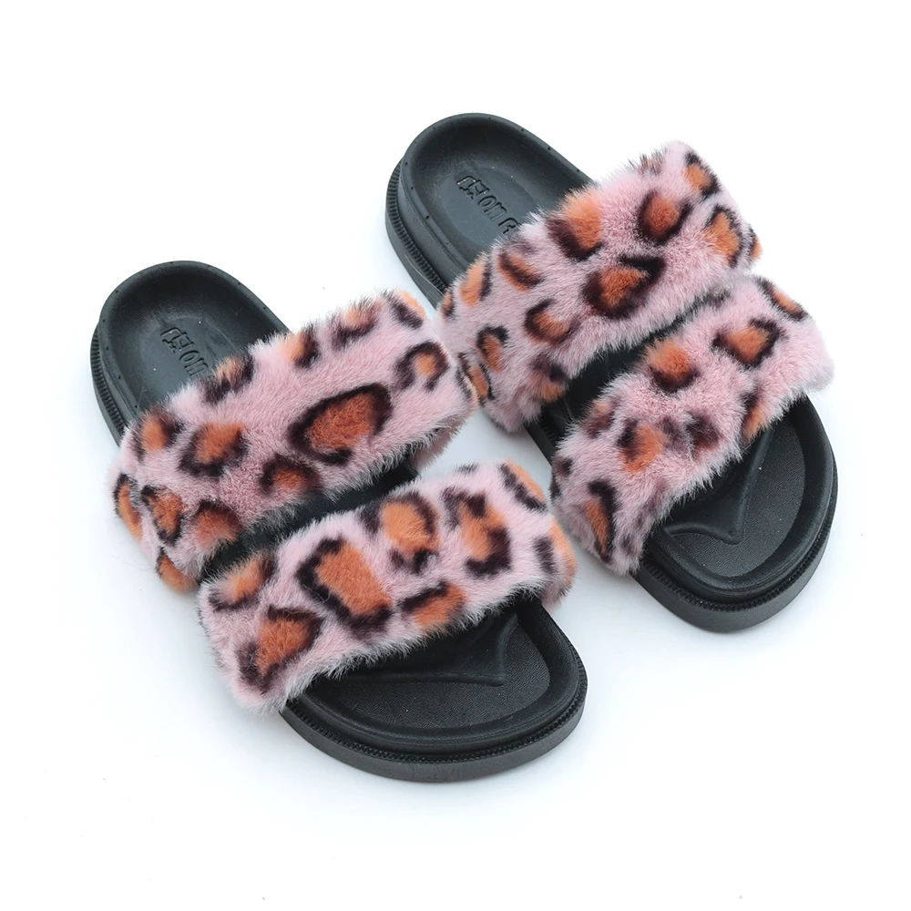 

Wide women autumn faux custom sliders fur