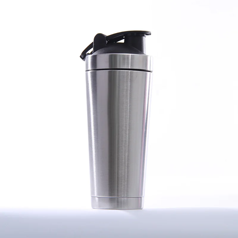 

Wholesale 750ML Custom Logo Sports Double Wall Fitness Stainless Steel Protein Shaker Bottle With Shaker Ball