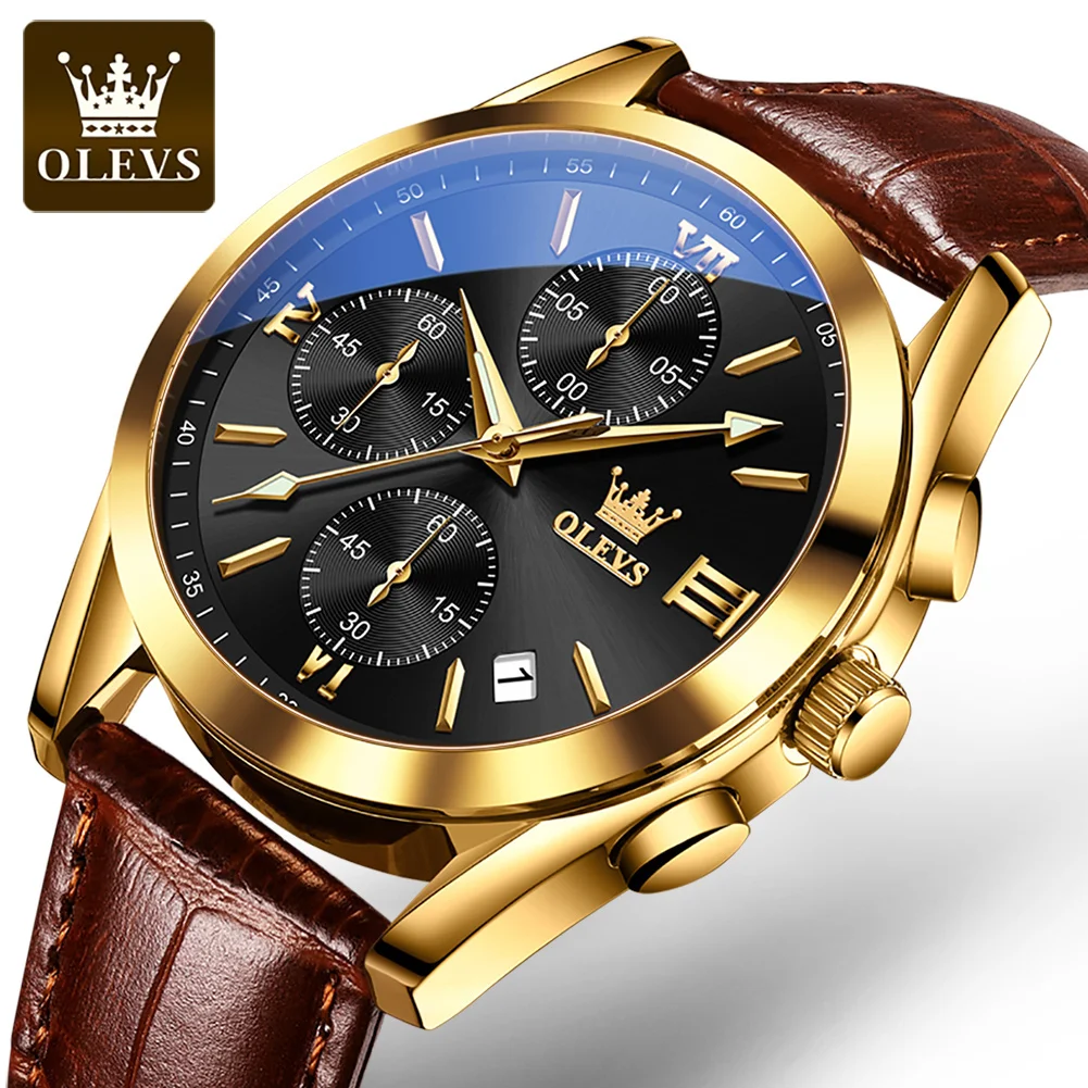 

olevs 2872 New Hot factory Fashion Custom Logo Business high-grade Classic Tourbillon Leather Waterproof Men's Quartz watches