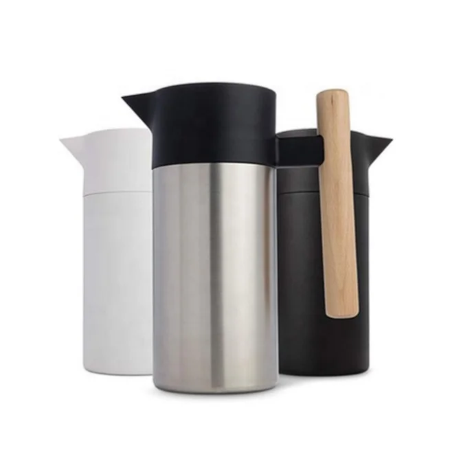 

1.2L Double wall Stainless Steel 304 Thermos Thermal coffee carafe Insulated vacuum flask water thermos pot, Black/grey/white/pink