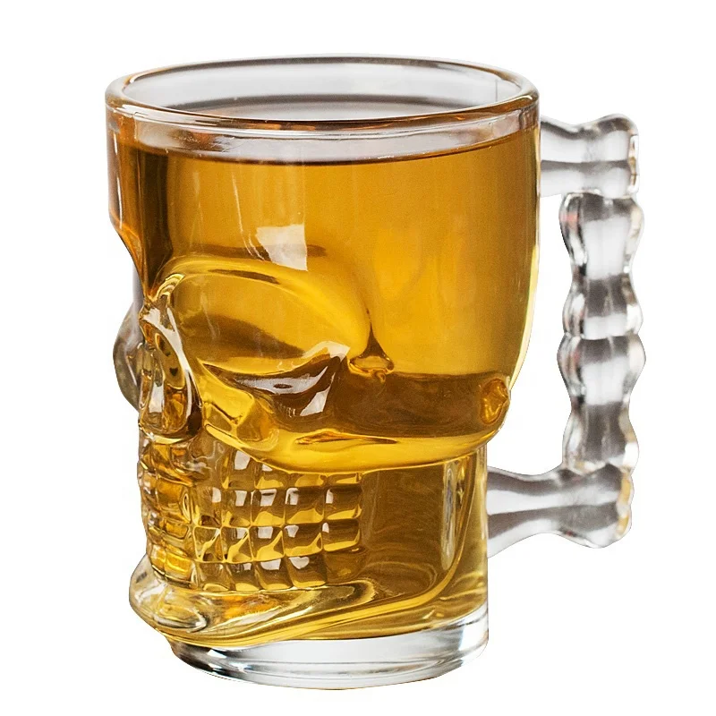 

Custom Logo 18OZ Halloween Skull Face Beer Mug Drinking Glass Cup with Handle