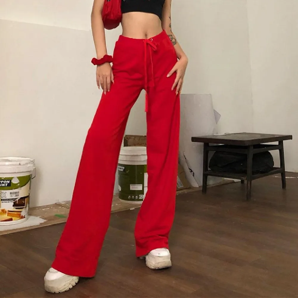 

Nibber P1734633 High Street Casual Solid Wide Leg Pants Womens Loose Bottoms Slim Straight Office Ladies Pants Wholesale Custom