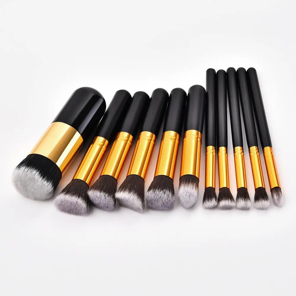 

10 pcs new fashionable super soft makeup brush rose golden brush set custom logo free sample