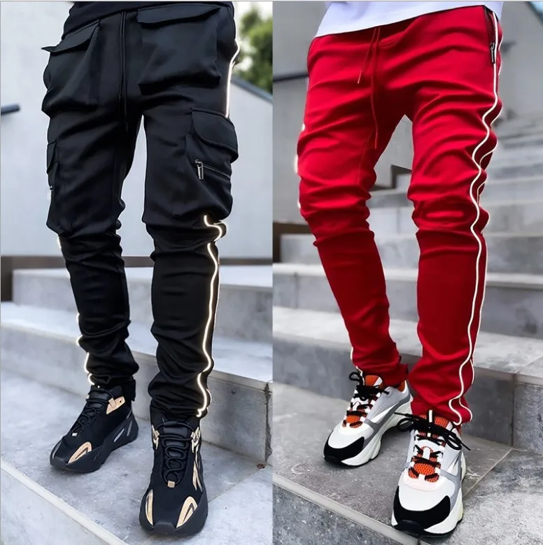 

TG037 High quality cargo long pant pocket elastic plus size stacked casual sports jogger track pants man, Picture shows