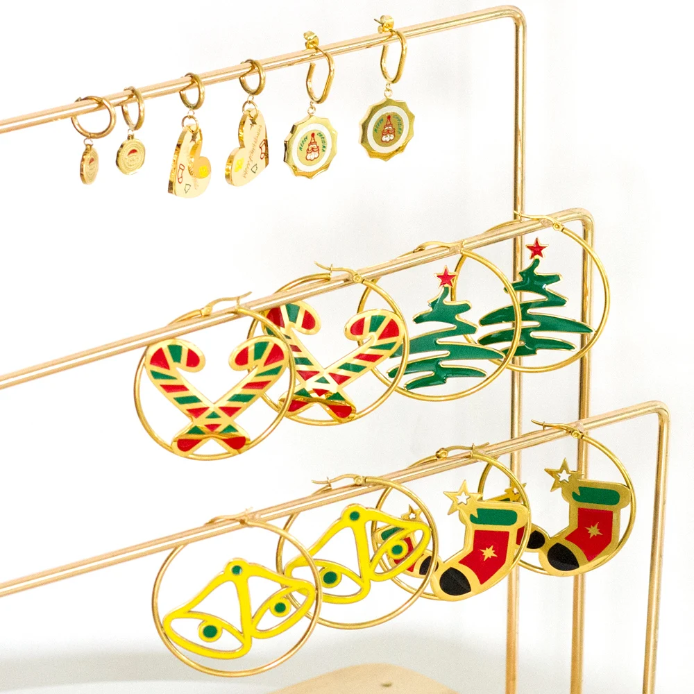 

Luxury Jewelry Earring Stainless Steel Jewelry 18k Gold Hoop Earrings and Necklace for Christmas Gifts