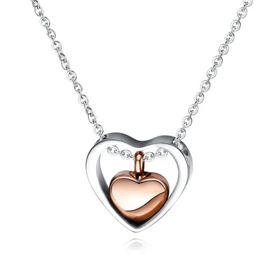 

New Design High Quality Silver Color Hollow Heart Charm Necklace Stainless Steel Love Heart Necklace For Women