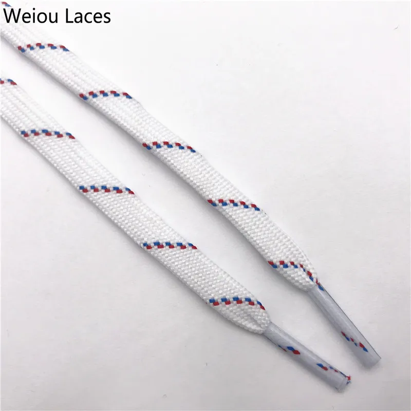 

Weiou Premium Exclusive Shoelaces Dropship Products For Women and Men Seakerhead Flat Shoe Lace Unique Design Support Any Length, White-red-blue, support custom color