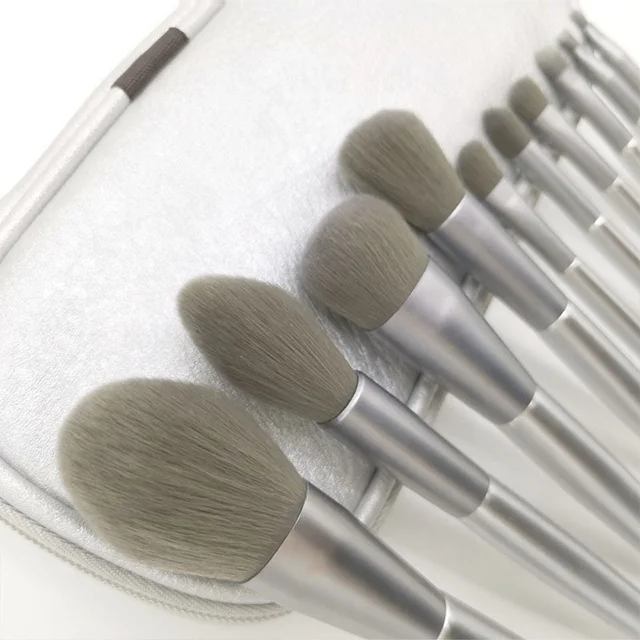 

Low MOQ Moonlight Set 10pcs Make up Brush Set Eyeshadow Blusher Powder Makeup Brush, Silver