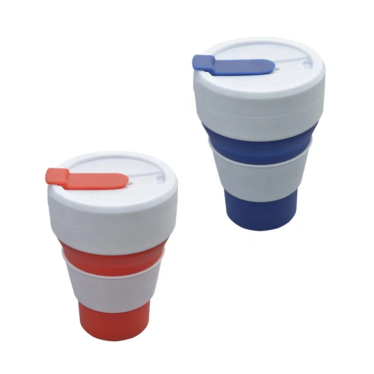 

Creative telescopic sports Custom Coffee Cup Retractable kids Collapsible foldable silicone cup kingda, Blue\green\red\black