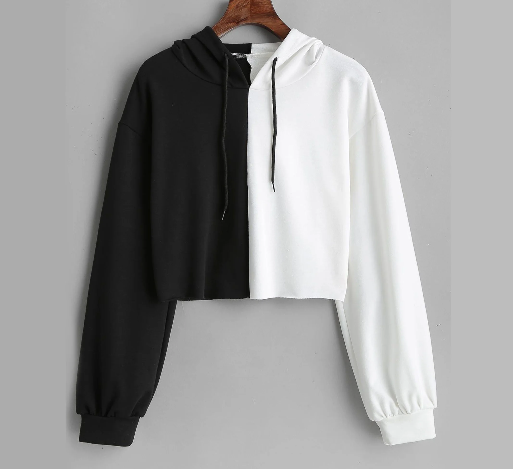 

OEM High Quality Women Cotton Crop Zip Up Hoodie Long Sleeve Cropped Top, Stock colors