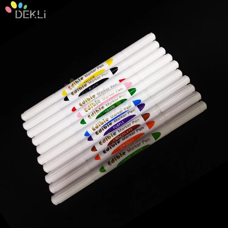 

Double head Edible Food Marker Pen for cake drawing decoration birthday cake tools, Bk c m y lc lm gy gr re