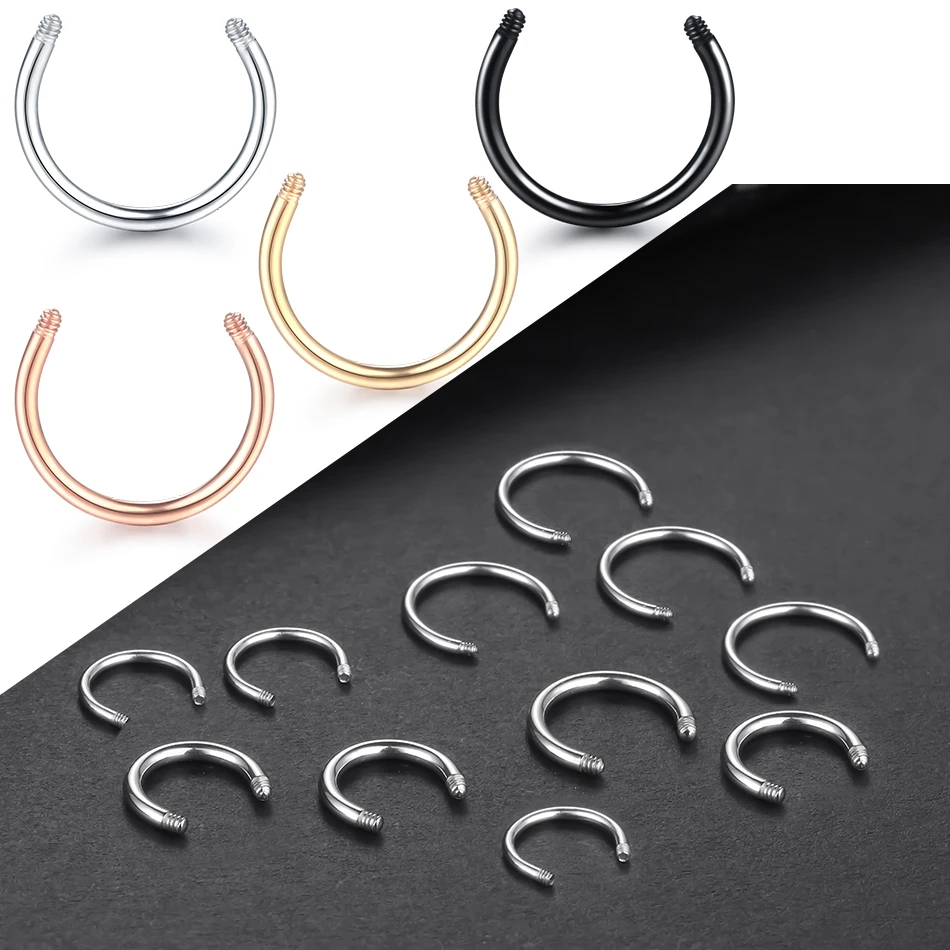 100pcs/lot Screw Circular Barbell Parts Horseshoe Rings Bar Post Only No Ball 14G 16G Replacements Accessories Piercing Jewelry