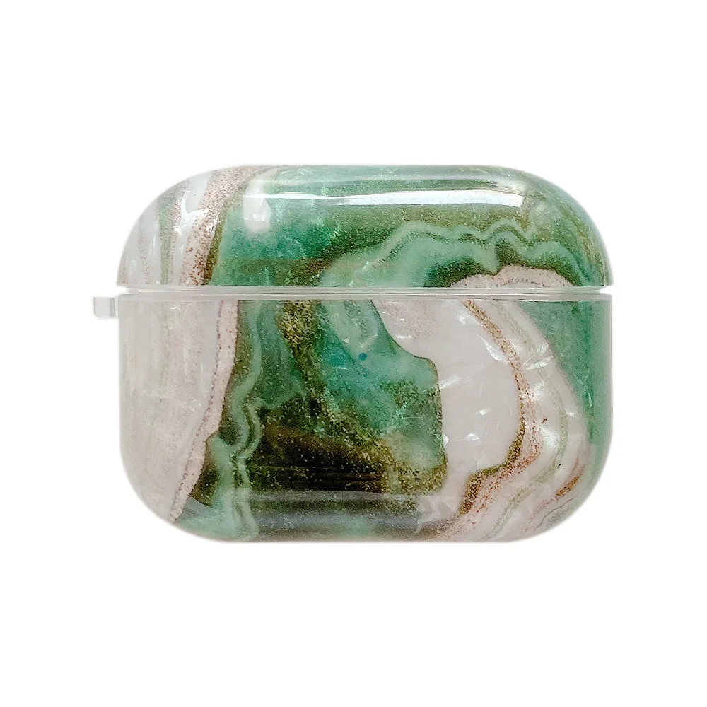 

Free Shipping Designer Green Marble Crack Texture Earphone Case for Airpods pro 1 2 for apple Headset Cover