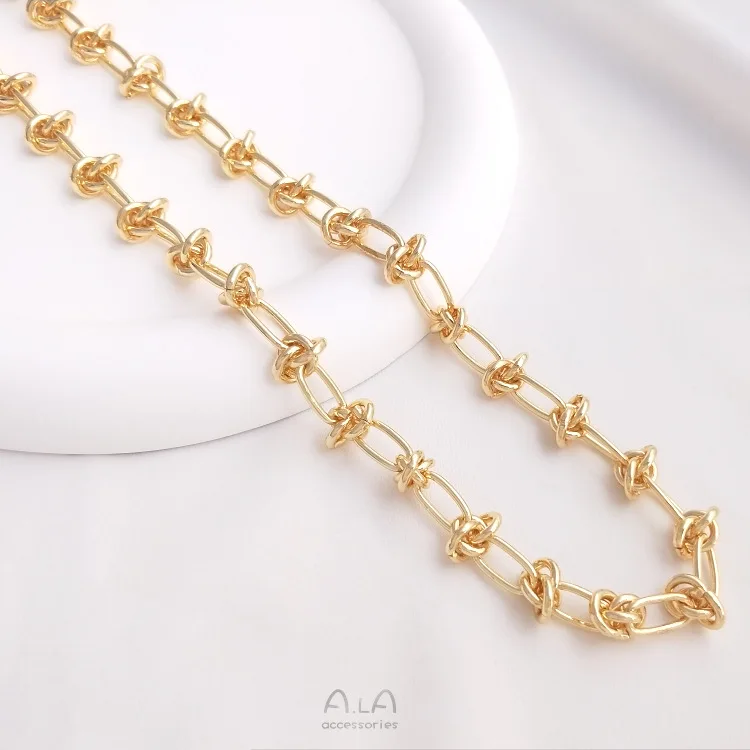 

Personalized Light Luxury Knot Chain Jewelry Making Supplies 14k Gold Plated Chain Roll For Jewelry Making