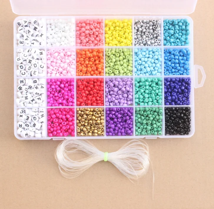 

YIWU Factory sell cheap and colorful 24color round shape waist beads glass Seed beads for DIY, Multicolor