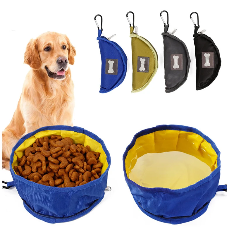 

Folding Portable Collapsible Fabric Travel Waterproof Bowl For Pets Dogs Cats, Pure color