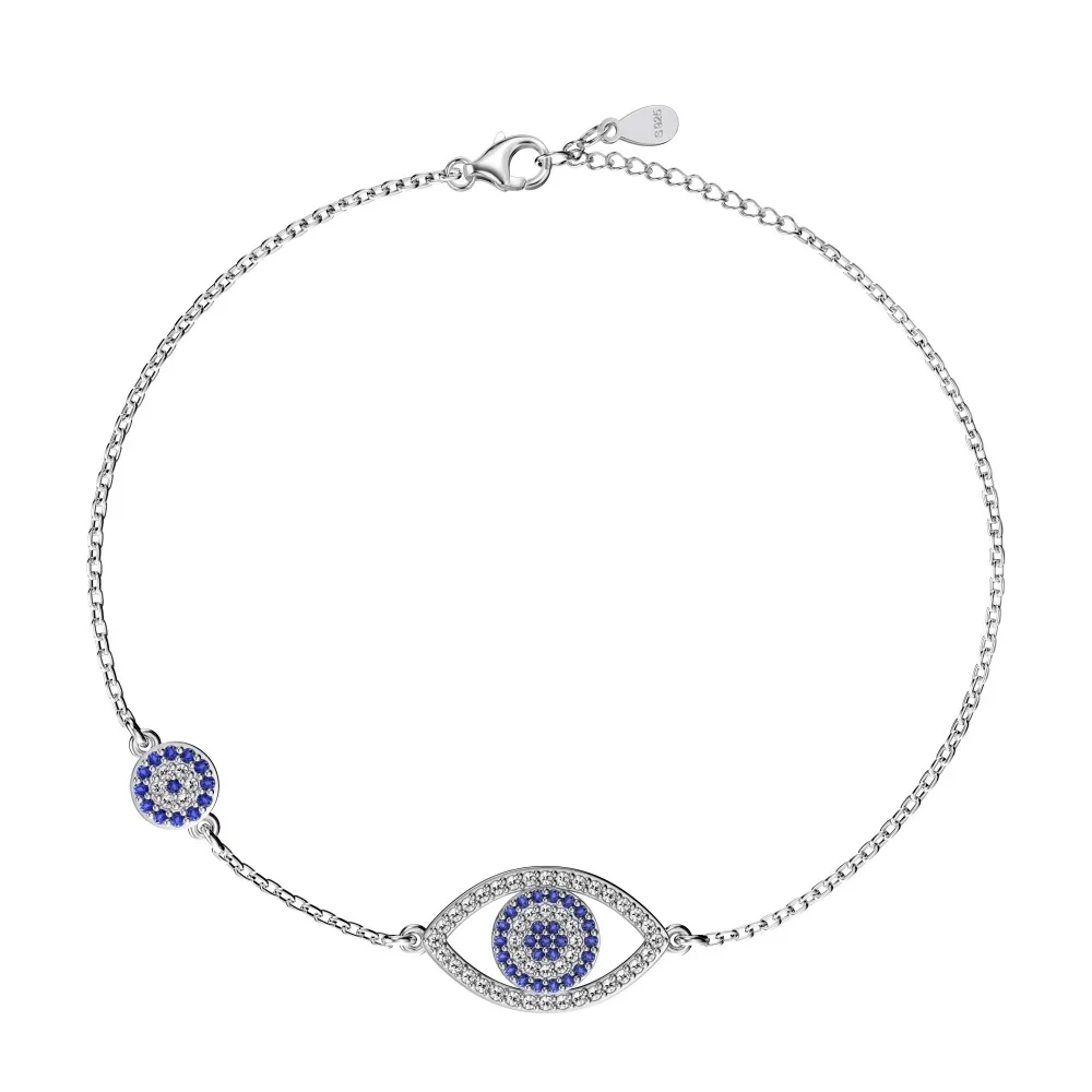 Dylam Wholesale Bulk Turkish Jewelry S925 Sterling Silver Chain Link Bracelet 5A Cz Cubic Zirconia Devil Eye Bracelets Women