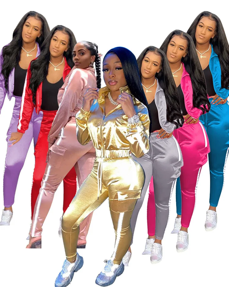

Luminous Strip Stitching Sports And Leisure Two-piece Suit Women's Long-sleeved Trousers Set Jogging Clothes Casual Clothes