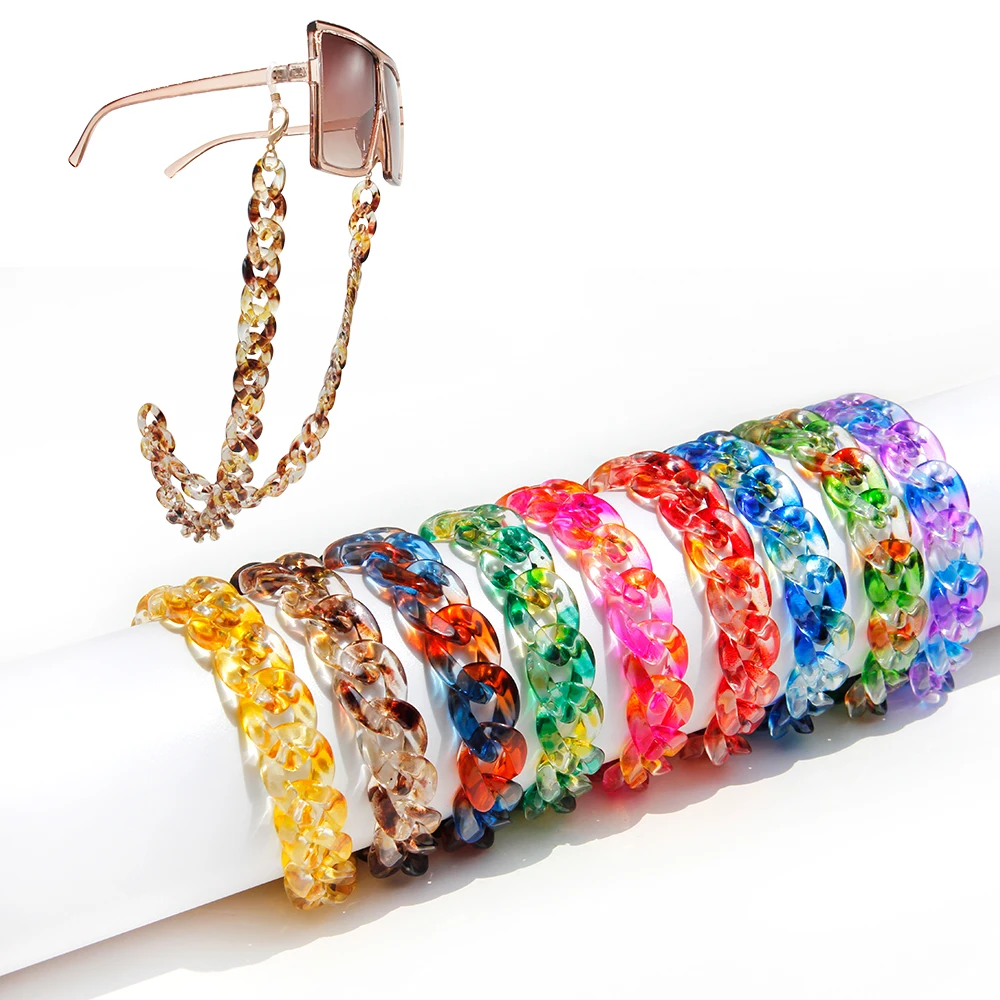 

2021 Top Selling Fashion UV Finish Acrylic Chain Sunglass Holder Strap Eyewear Cord Eyeglasses Chain, Customized color