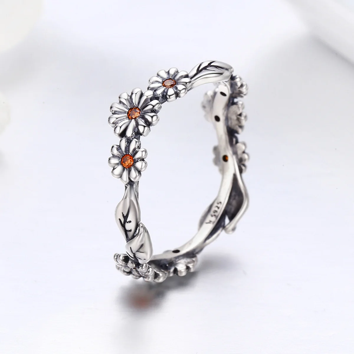 

Twisted Daisy Flower 925 Sterling Silver Female Finger Rings for Women Wedding