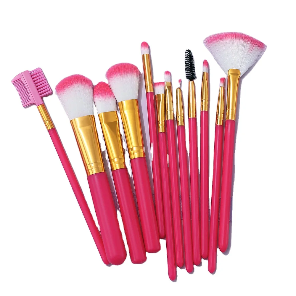 

2021 Makeup Brush Sets Wholesalers 12PCS Makeup Brush Sets Brushes Makeup with Pouch, Pink/red/blue/purple