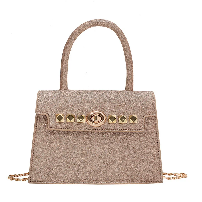 

Fashionable Design Sequin Leather Sling Shoulder Bag Ladies Messenger Bags Women Chain Purse and Hand Bags, Golden