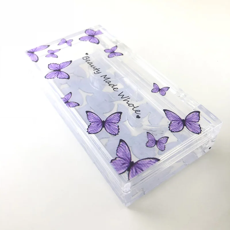

Custom LOGO 3d mink eyelashes butterfly 25mm emptylash box free shipping clear acrylic display storage case, Can print as clients required