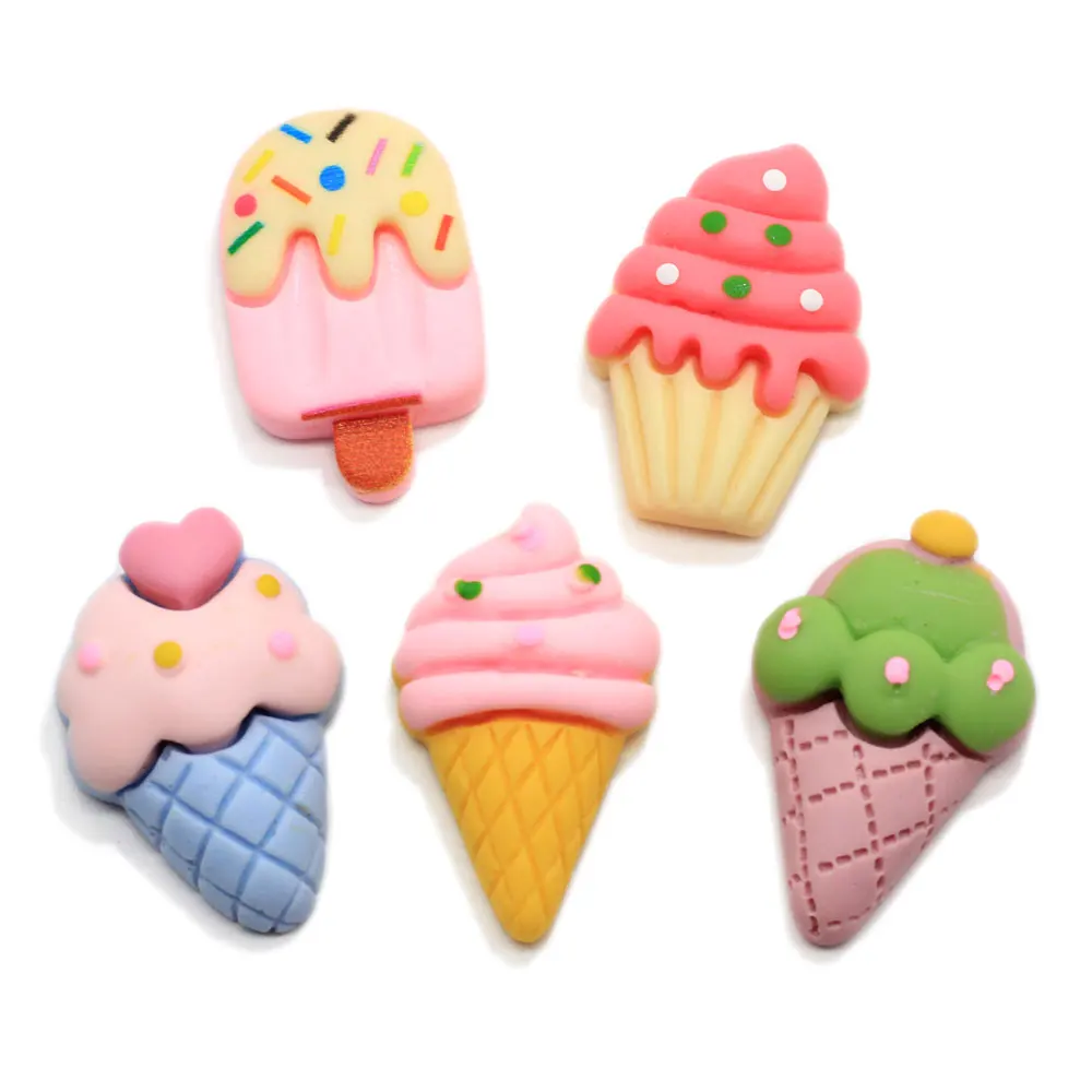 28mm Cute Ice Cream Popsicle Summer Flat Back Resin Cabochon Scrapbook Diy Jewellery Hairpin Accessories