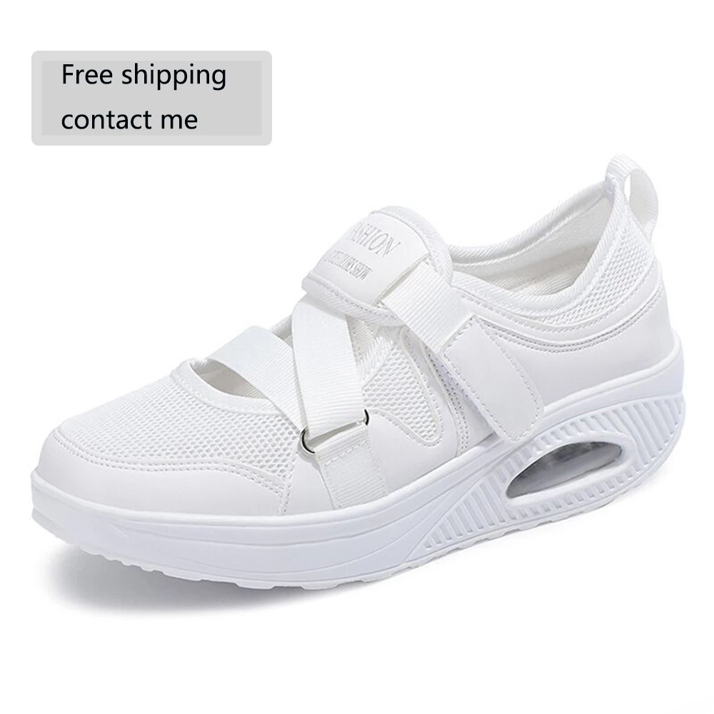 

2021 New Trend Fashion Women's Air Cushion Sneakers Soft Sole Design Lace-up Casual Walking Safety Work Shaking Women's Shoes