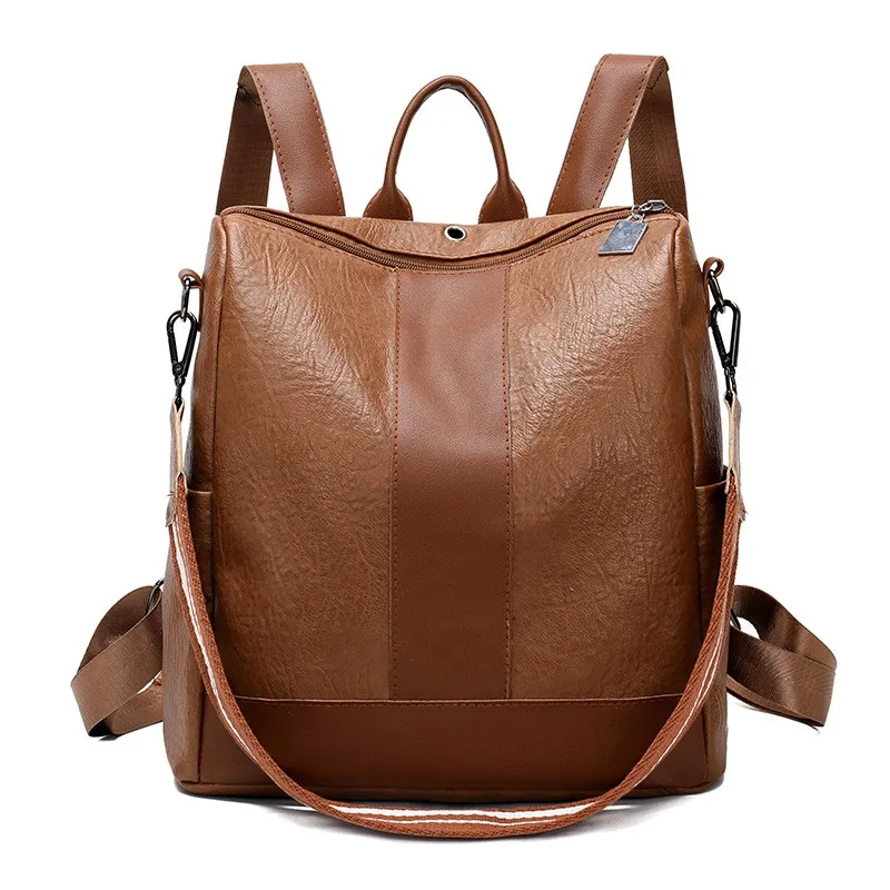 

Wholesale Custom Logo Luxury Pu Leather Backbag Brown Sling Campus Backpack Bag For Women, As customers' requirement