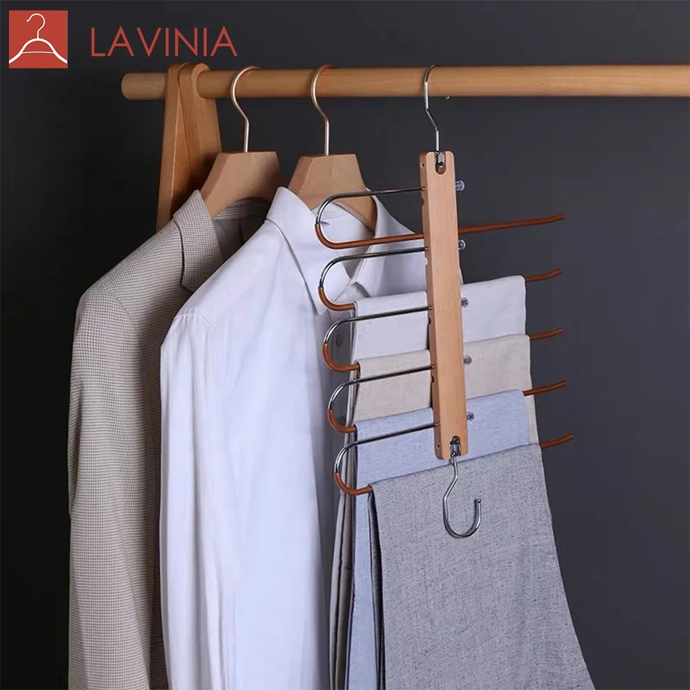 

High Grade Amazon 2021 New Products Multifunction Magic Hanger Multi 5 Layers Space Saving Foldable Pants Hangers, Any color