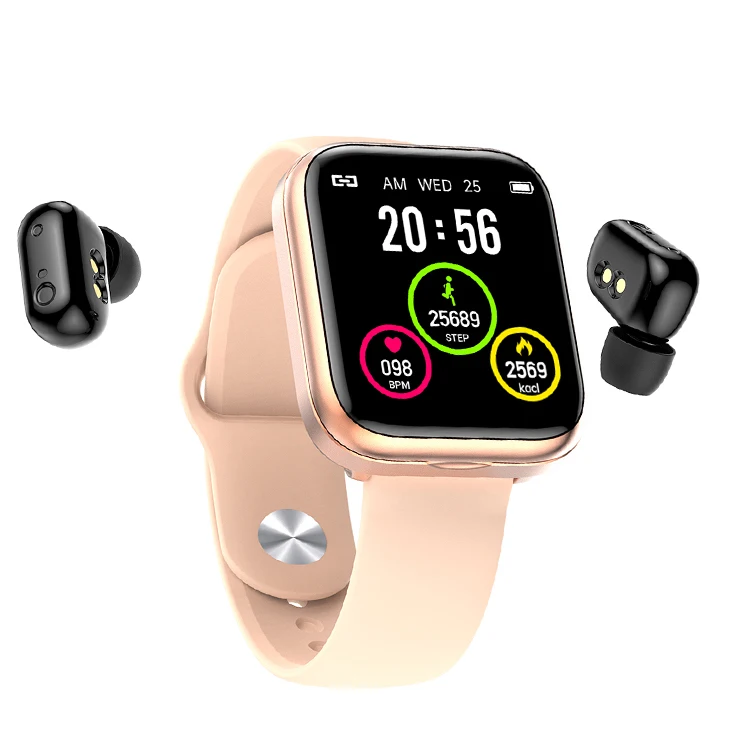 

New Wireless Waterproof Touch Display 2 In 1 Wireless Earphone Online smart watch