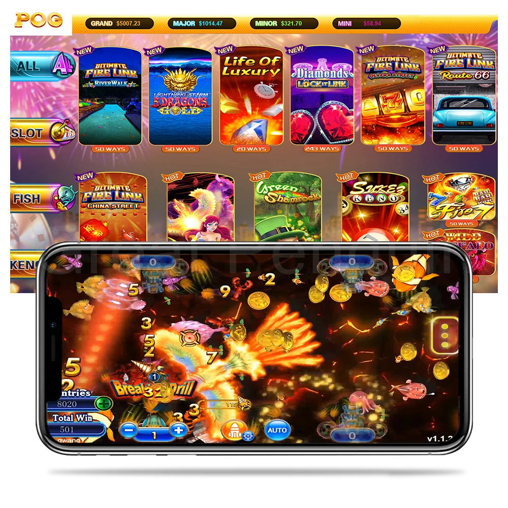 

POG TAS Newest Casino Ocean King 4 Plus Raging Ape Hunting Fish Game Machine 6 Players Machine Metal 110V/220V