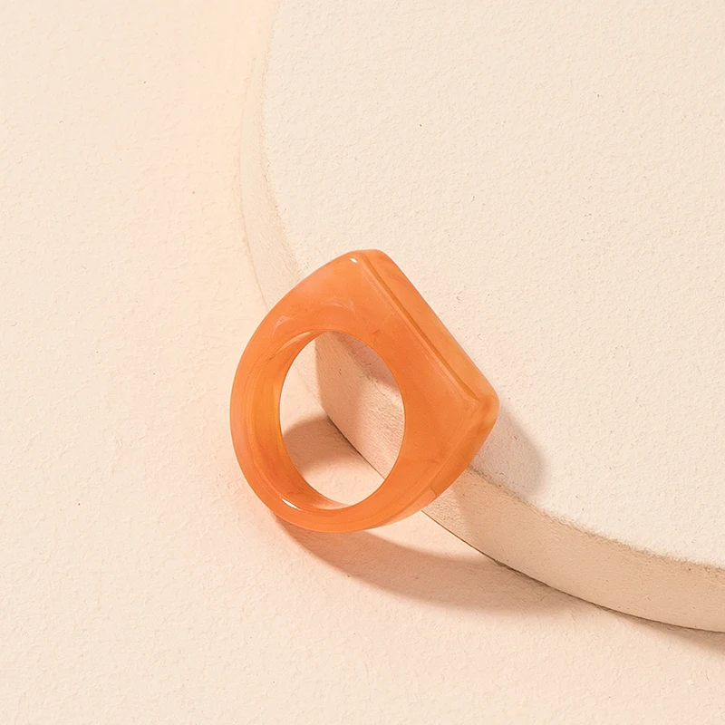 

2021 bright orange acrylic ring men and women fashion simple resin jewelry