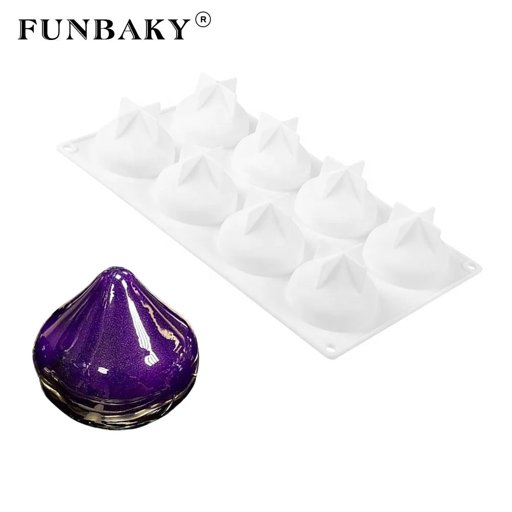

FUNBAKY JSC3087 Cake pop maker kit 8 cavity cone shape durable silicone mold fondant cake decorating tools mousse cake mould, Customized color