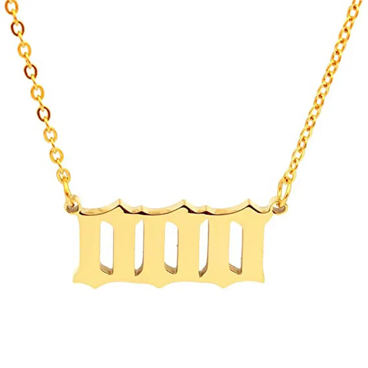 

2021 Latest Popular Exquisite Necklace Angel Number Pendant Chain Gold Plate Necklace for Women