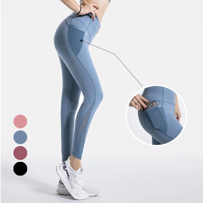 

tiktok OEM Sportswear Fitness Gym wear leggings Mesh yoga pants Whit Pocket