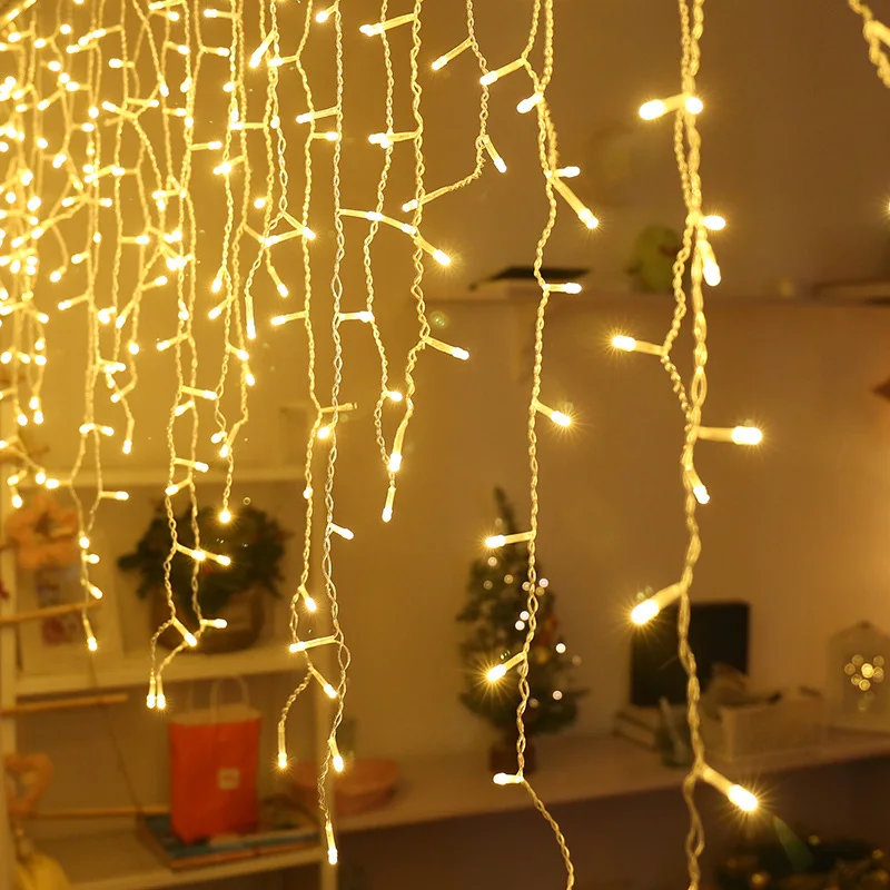 Hesheng LED Window Curtain String Light, LED Icicle Light String, Warm White Fairy Light String for Wall Decoration