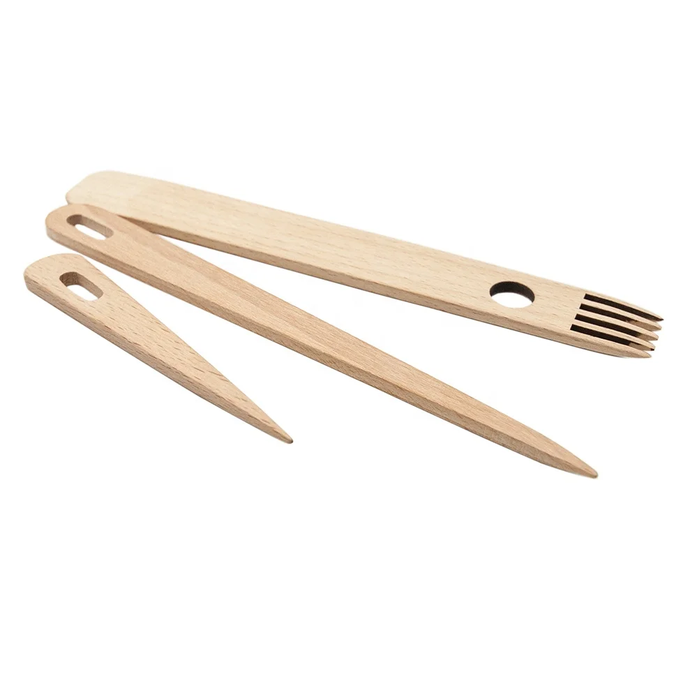 

Wooden Weaving Needles and Tools Accessories for Weaving Loom, Natural