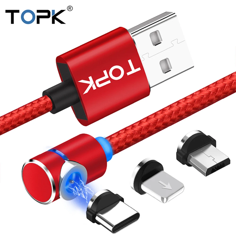 

Free Shipping TOPK 2M AM30 Micro Logo 360 Degree Rotating Magnetic Usb Cable Fast Charging Cable, Black/red/gold/sliver