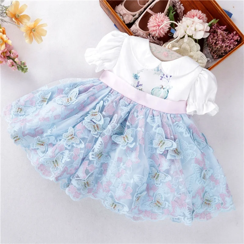 

baby spanish dresses for girl's dress vintage lace butterfly pary kids clothing wholesale children clothing frock