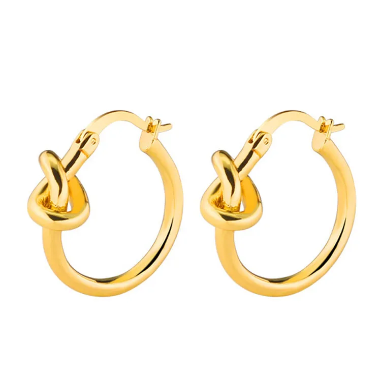 

Wholesale Knotted Earring Concentric Knot Small Circle Gold Silver Hoop Earrings for Women Accessories Jewelry Gifts