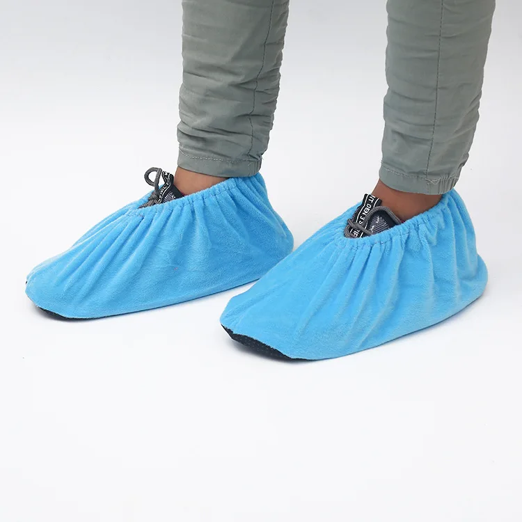 Details about   2 Pairs Non Slip Washable Reusable Shoe Covers Dustproof w/Silicone Bumps 12" 