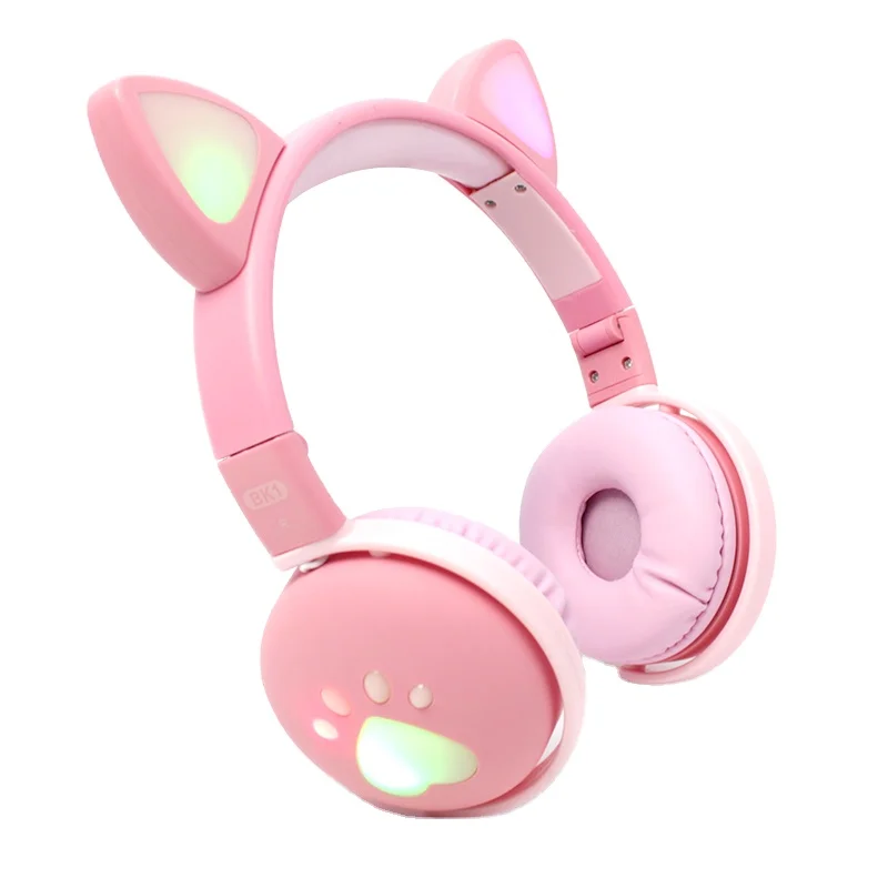 

High quality lovely hot sale popular gift bluetooth headset BK1-LED cute cat wireless headphone for girls bluetooth headphone, Cream / girl's pink / modilan / candy green / dark purple / lilac