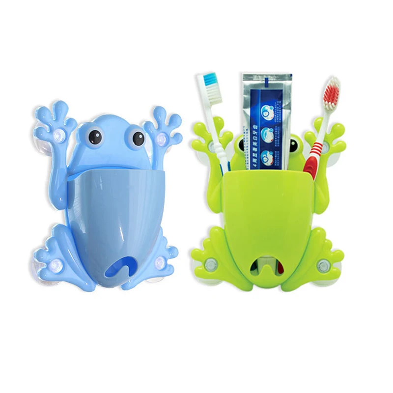 

Bathroom Frog Toothbrush Holder Sucker Wall Suction Hook Travel Tooth Brush Holder Home Decor For Kids Cute Bathroom Accessories, As photo