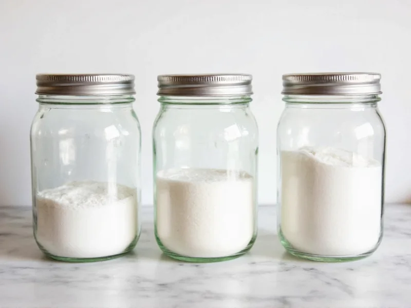 Three simple ingredients for DIY laundry detergent in glass jars