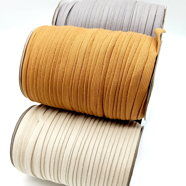 

Wholesale In Stock 9mm Colored Braided Eco-Friendly Soft 100% Cotton Flat Cord Rope For Drawstring Cord, Custom colors