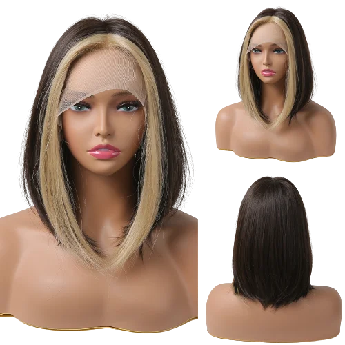 

BVR 26 Inches Long Black Synthetic Soft Fiber Bob Wig With Lace Front Lace Front Synthetic Hair Wigs