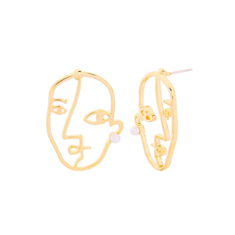 

e98936d Fashion Dubai Jewelry Wholesale Simple Gold Plated Human Face Geometry Earrings for Women Korea